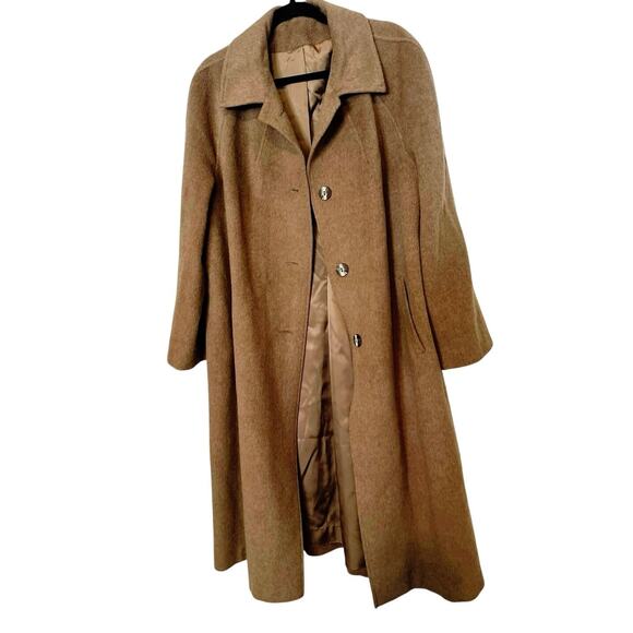 Vintage Juli de Roma Coat Women's Large Tan Brown Kajjmir Faux Cashmere Overcoat - Picture 3 of 9